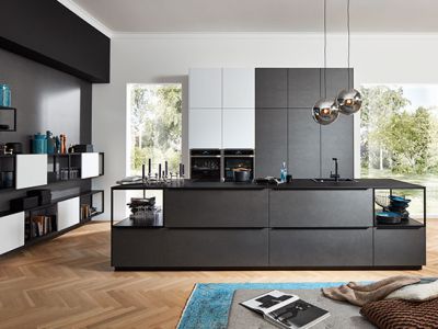 Keuken Duitsland - topdesign kookeiland in matzwart - Küchen Design Kleve