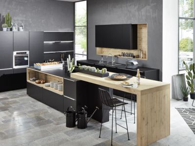 Duitse top design keuken - keukeneiland gecombineerd met eettafel - Küchen Design Kleve